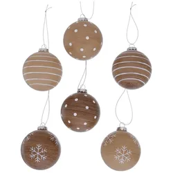 Boltze Home, Christbaumschmuck, Weihnachtskugel Warel 6 Stück, Braun (6x)