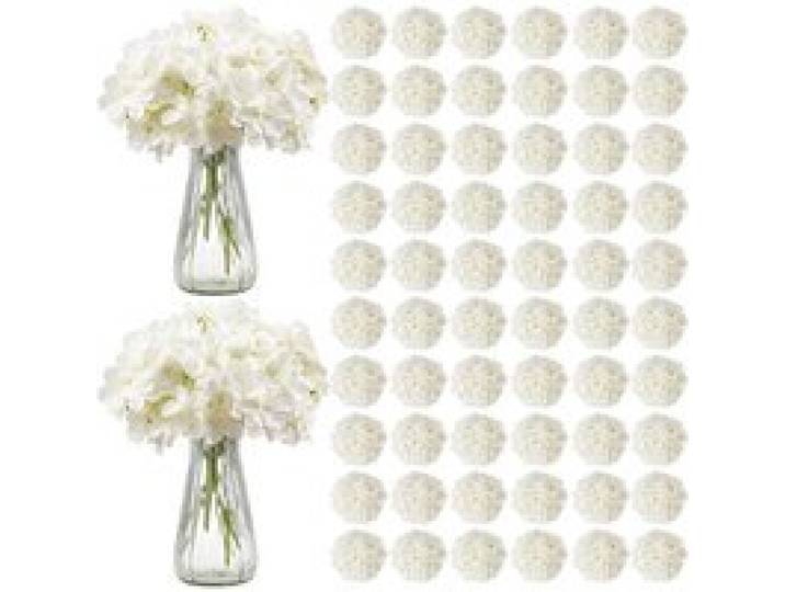 VEVOR Künstliche Blumen, 205 Stück künstliche Hortensien aus Seide, Kunstblumen mit Stielen für DIY Hochzeitssträuße, Tischdekorationen für Zuhause, Partytischdekorationen, Elfenbeinweiß
