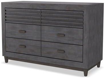 Benjara Biom Wide Dresser, 6 Storage Drawers, Charcoal Brown Solid Hardwood