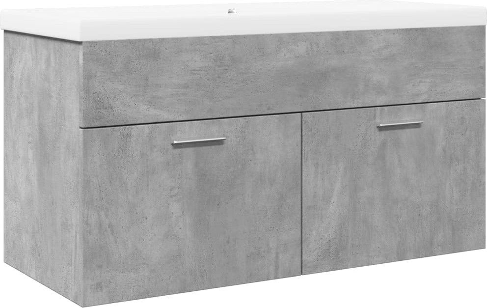 vidaXL Onderkast voor wastafel met geïntegreerde wastafel, betonkleur, wandmontage