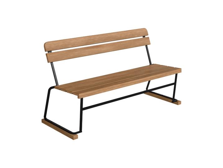Grythyttan Stålmöbler Sofa 3 Teak-schwarzes Stahlgestell