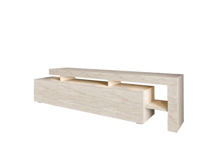Livetastic Lowboard Beliz TV-Schrank, Beige, Steinoptik, 192x53x37 cm, Beleuchtung, Wohnzimmer, TV Möbel, Lowboards