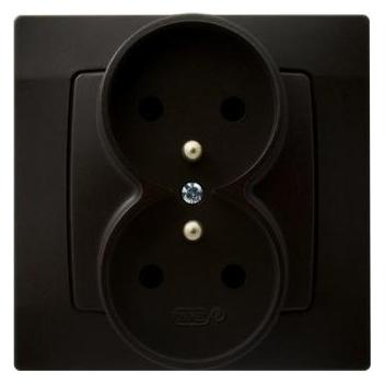Ospel Doppelte Karo-Steckdose mit Erdung in Schokoladenmetallic (GP-2SZ). (GP-2SZ/40)