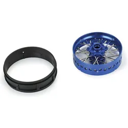 Proline Pro-Spec Aluminum V2 Bead Front Wheel Assembled, Blue for Losi Promoto-SM