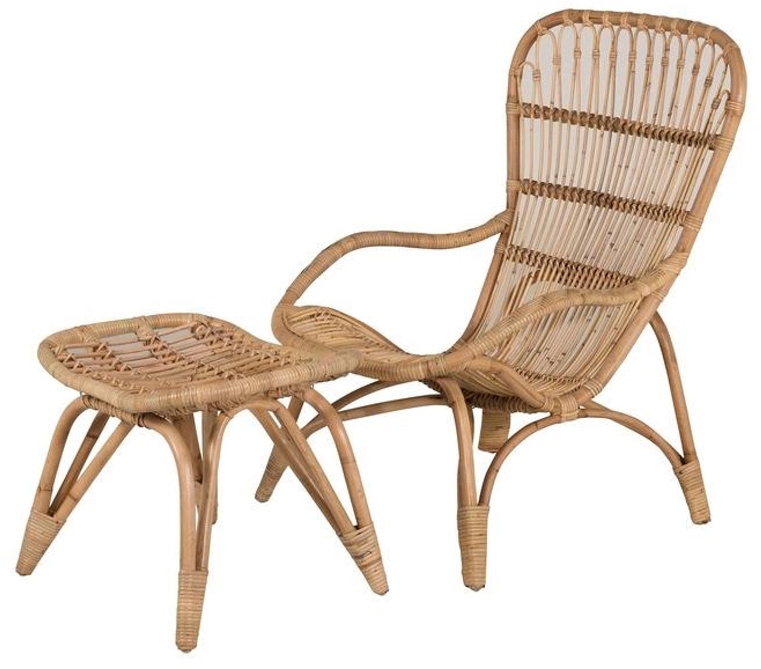 Svea Leila loungestoel rotan - naturel/gebroken wit