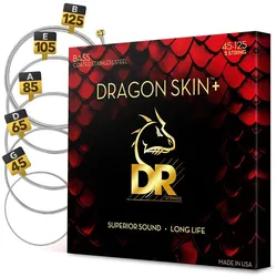 Drift DR DBS5-45 Dragon Skin+ Stainless Steel Bass Guitar Strings 45-125 - Snarenset voor (5x, E-Bass), Saiten