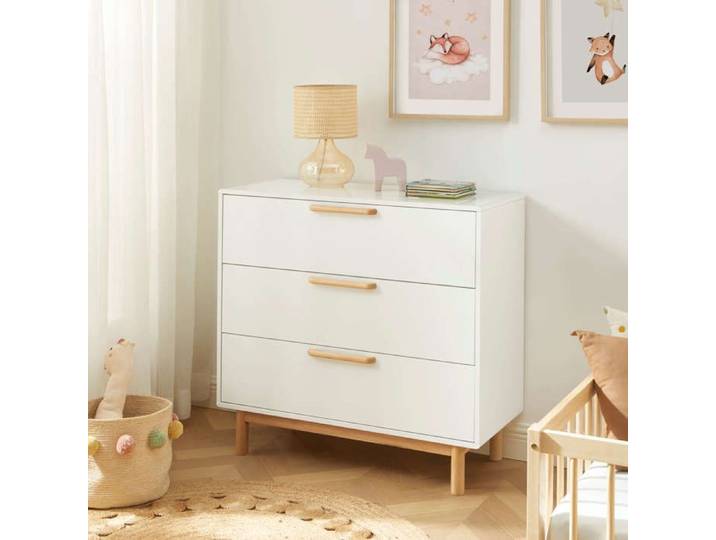 Commode enfant ROME blanc 3 tiroirs 90cm