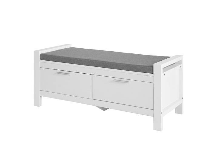 Banc de rangement à chaussures 2 tiroirs effet bois blanc
