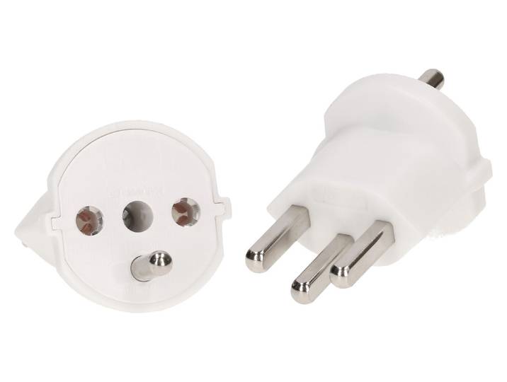 Max Hauri Fixadapter Typ 23 / Schuko CEE 7/7 weiss