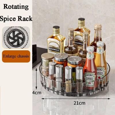 Inspire Select 360 Rotating Storage Turntable Organizer Multifunctional Spice, Cosmetic & Fruit Lazy Susan Tray transparent 8.27 In