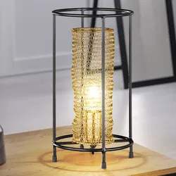 Schreib Tisch Lampe Wohn Zimmer Leuchte Käfig Bienen Waben Nacht-Licht GOLD Leuchte Honsel 50157
