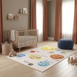 Kinderteppich TRAUN, mit Planeten-Motiv, Beige, 140 x 200 cm
