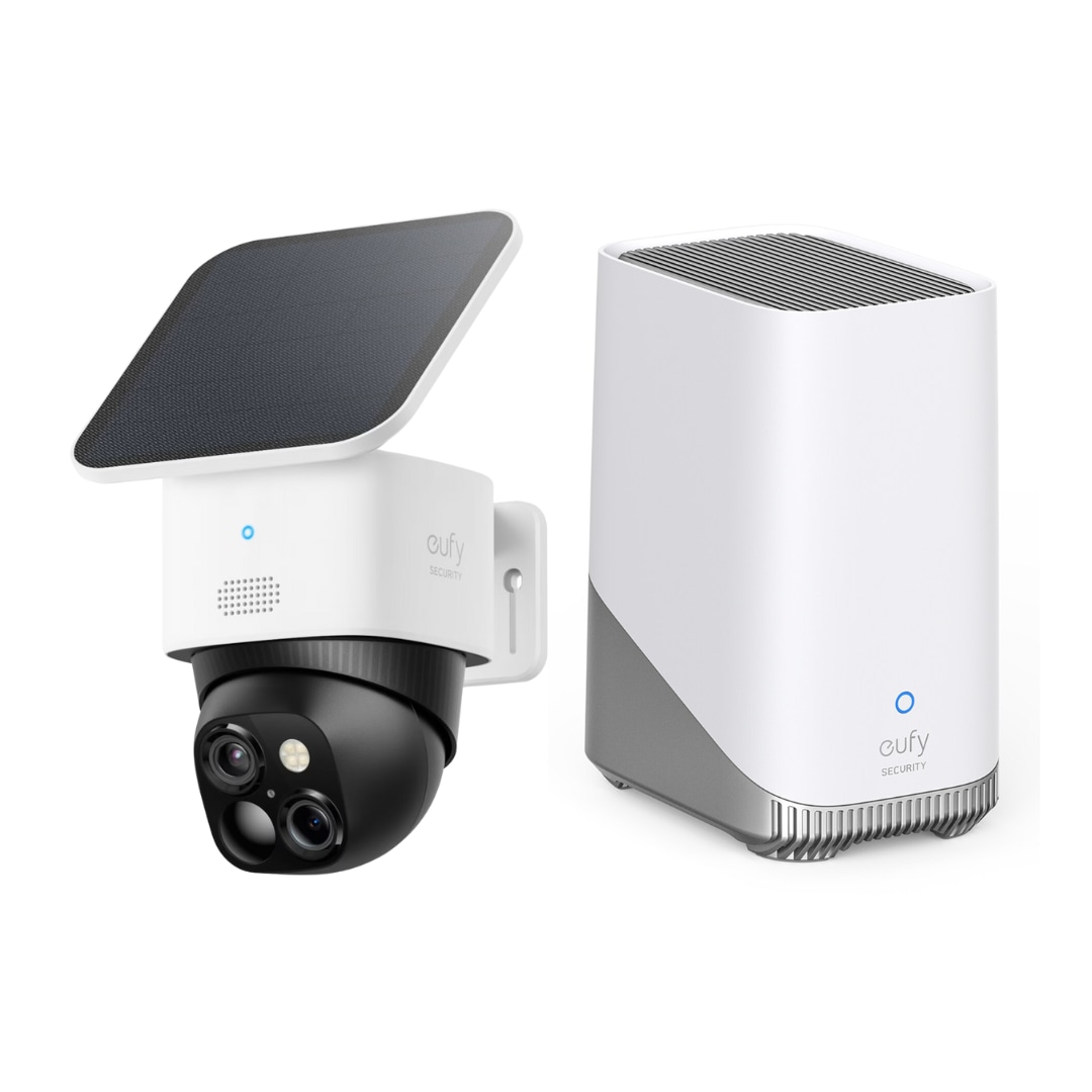Eufy Security eufy SoloCam S340 Überwachungskamera 3K 360 Grad Solar Outdoor + Homebase 3 5B41-01W+5B41-01N