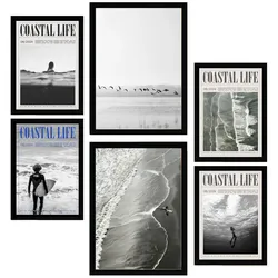 POSTER Set Mit 6 Sommer, Strand Und Meer A3 & A4 Schwarzer Rahmen