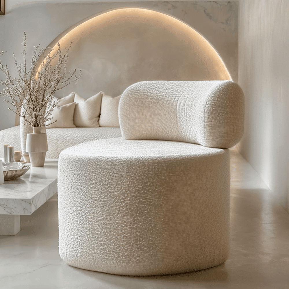 Arles Cream Boucle Round Accent Chair