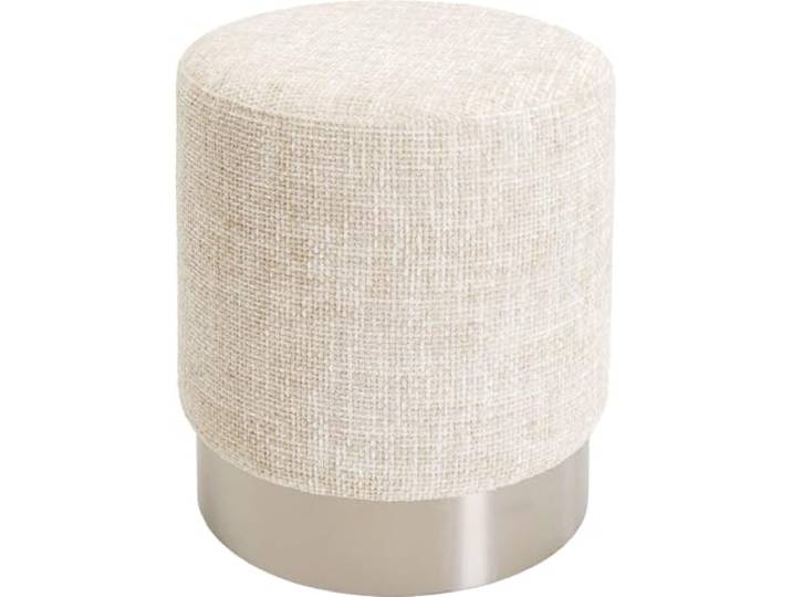 Kare Design Hocker Berry High, Silber/Beige, Ø39cm, Rund, Sitzhöhe 47 cm, Sitzhocker, Modern, Pflegeleicht, Flur