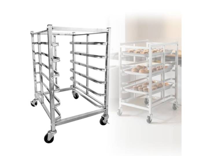 Labasuan Edelstahl-Bäckereiregal mit Rollen, professionelles Backblechregal, feststellbare Lenkrollen, Blechregal für 60x40 cm Backbleche, für Bäckereien, Restaurants und Kantinen(6-Tier)