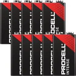 Duracell 10 Stück Procell Intense 9V, 6LR61 im Karton, für energieintensive Geräte (10 Stk.), Batterien + Akkus