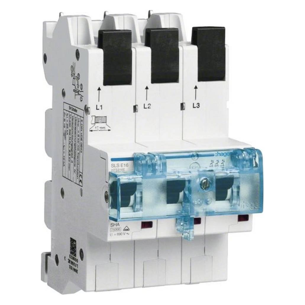 Hager HTS316E. Anzahl der Pole: 3P. AC Eingangsspannung: 230-400 V, Nominale Stromabgabe: 16 A (HTS316E)