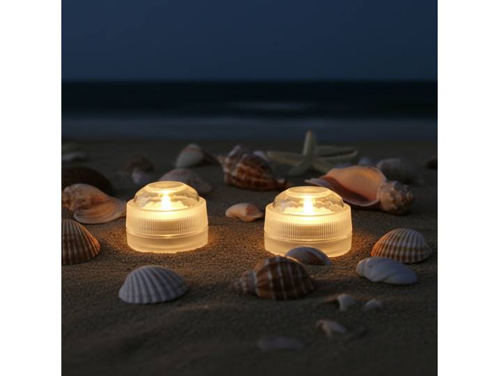 2er-Set LED-Teelicht, wasserdicht, warmweiss, Ø 3cm, IP68