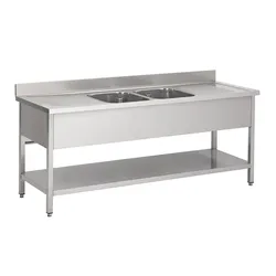 Chefgastro 700 Spültisch Grundboden 2 mit te 2000 BxTxH 2000x700x850mm