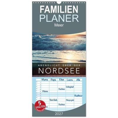 Familienplaner 2027 - Abendlicht über der Nordsee mit 5 Spalten (Wandkalender, 21 x 45 cm) CALVENDO