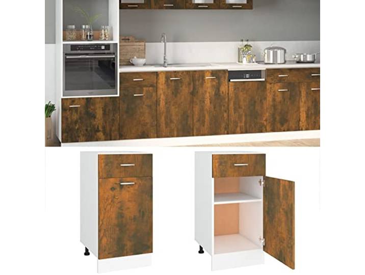 ADWOA Unterschrank mit Schublade Räuchereiche 40x46x81,5 cm KüChenunterschrank Mit Schubladen