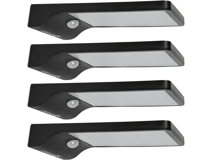 4er-Set Solar Aussenwandleuchte mit Bewegungssensor, 50lm, IP44