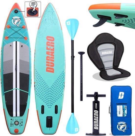 Aufblasbares SUP-Board, Mintgrün - 330 x 76 x 15 cm - Maximale Belastbarkeit: 150 kg - Material: PVC - Geeignet für Anfänger und Freizeitaktivitäten