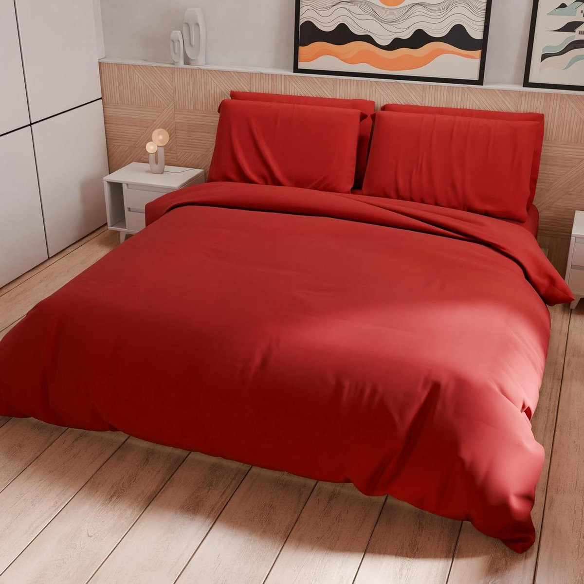 Rood Hypoallergeen Microvezel Dekbedovertrek Set - 255x200 cm