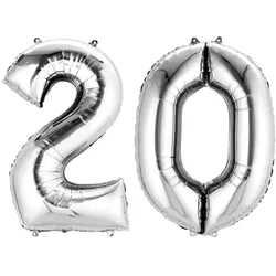 Folienballon silber Zahl 20