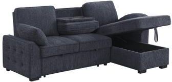 Esofastore Luxurious Reversible Sleeper Sectional Sofa Drop Down Table Cup Holders Charging Ports