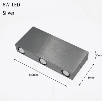 Inspire Curations Modern Square Aluminum LED Up Down Wall Light 6w Silver cool White(5500 7000k)