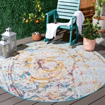 SAFAVIEH Barbados Michiru Modern Abstract Waterproof Patio Backyard Rug