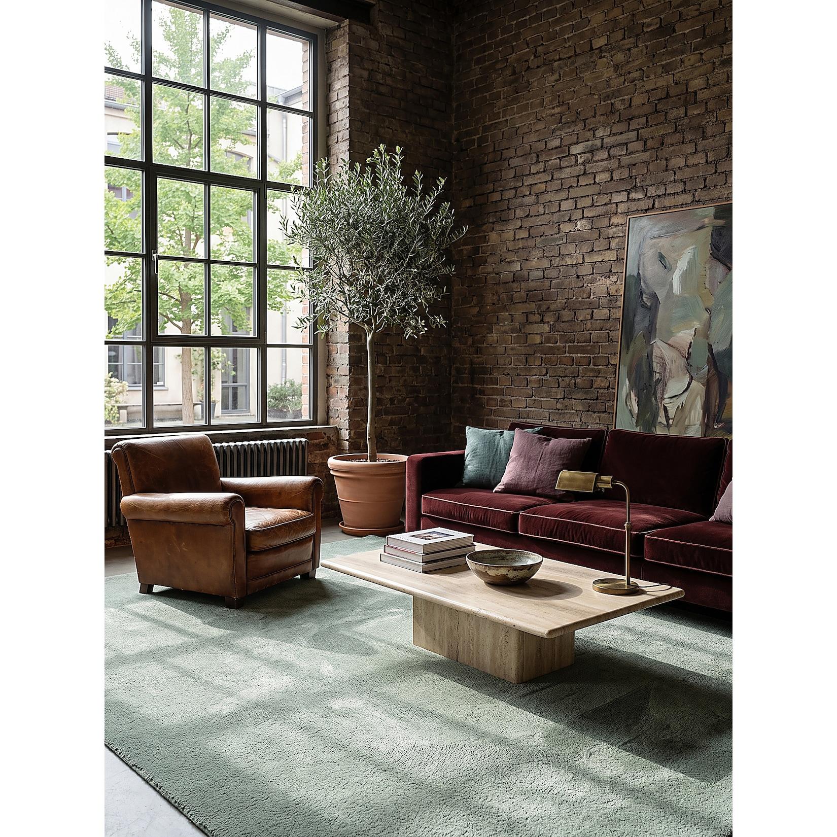 Teppich Hochflor Grün 240x240 cm - ALDAN Kadima Design