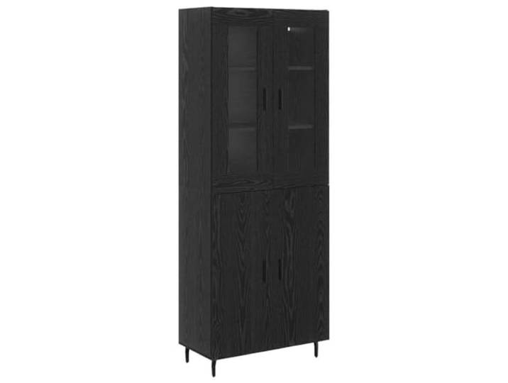 GHVBNMF Highboard 2-Teilig Schwarz Eichen-Optik Holzwerkstoff 180 cm Stilvoller Schrank in eleganter Holz-Optik für Wohnzimmer und Esszimmer mit stabilen Metallbeinen und viel Stauraum.