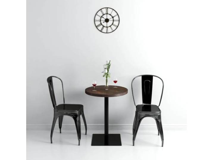 HEFZGDB Bistrotisch MDF und Stahl Rund 60×75 cm Dunkle Esche - 1 Stück - Elegante Tischplatte mit gemaserter Oberfläche für Restaurant Cafe Bar - Einfache Reinigung und Montage