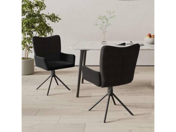 HEFZGDB Drehbare Esszimmerstühle 2 STK. Schwarz Samt mit Metallgestell und Polsterung – Ergonomischer Drehstuhl mit 360-Grad-Rotation und hoher Tragfähigkeit für stilvolles