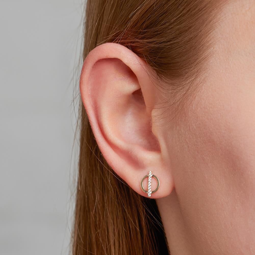 Unique Damen Ohrstecker aus 375er Gold mit Zirkonia gold