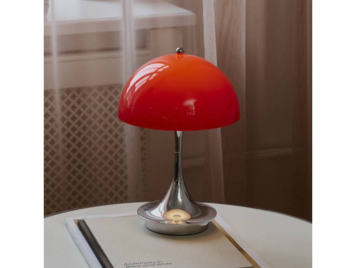 Louis Poulsen Panthella 160 Portable Original, opaalrood 160, dimbaar, rood, Woon-/ Eetkamer, Kunststof, Design