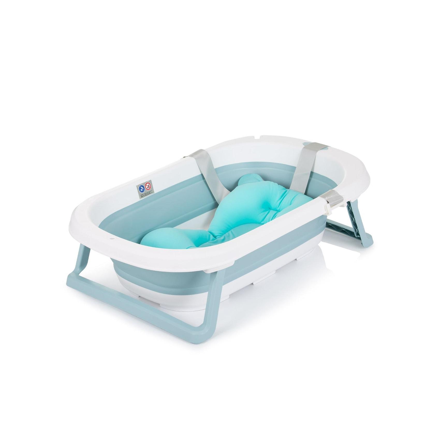 Chipolino Babywanne Isla mit Badekissen faltbar, integrierter Wasserablauf blau
