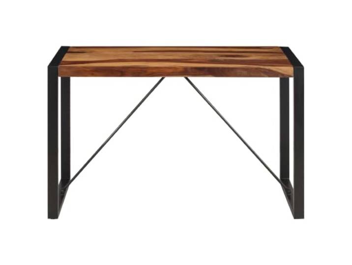 Esstisch aus massivem Akazienholz, 120 x 60 x 76 cm, Braun und Schwarz Langlebiges tropisches Holz, Stahlbeine, Vintage-Charme, Handwerkskunst, einfache Montage, einzigartige Maserung