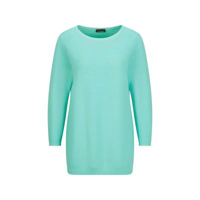 Rundhalspullover GOLDNER "Eleganter Baumwollpullover, Halbarm", Damen, Gr. 44, grün (mint), Obermaterial: 100% Baumwolle CO., Modisch, U-Boot-Ausschnitt, Pullover Rundhalspullover, U-Boot-Ausschnitt