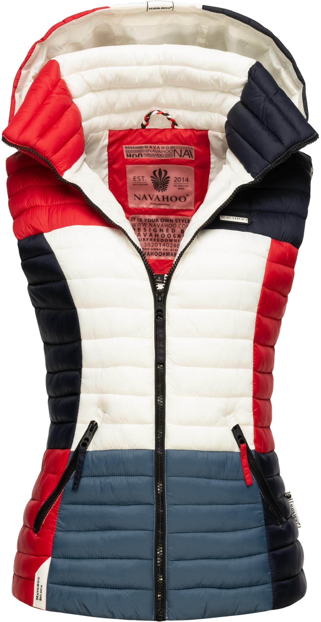 Steppweste NAVAHOO "Steppweste Shadaa Multikulti", Damen, Gr. XS, bunt (multicolour french, tricoloree), Obermaterial: 100% Nylon NY.   100% Polyester PES., Westen Steppweste