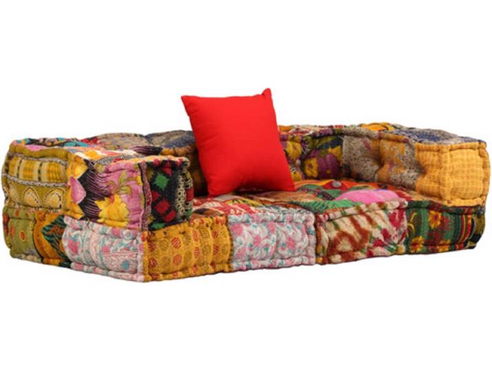 vidaXL - Poef - tweezits - modulair - stof - patchwork
