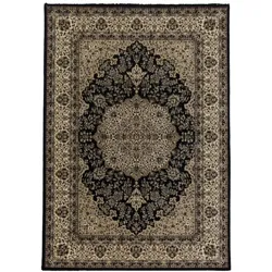 Teppich Waschbar Orient-Design Modern Strapazierfähig Esszimmer Flur Schwarz 240x340 cm OEKO-TEX Schadstoffgeprüft – SELVA von Kadima Design