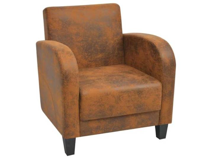 HEFZGDB Retro-Sessel Braun Wildleder-Optik mit Holzrahmen aus Kiefernholz und Sperrholz, Hochwertiger Kunstlederbezug für Wohnzimmer und Büro, Strapazierfähiger und Bequemer
