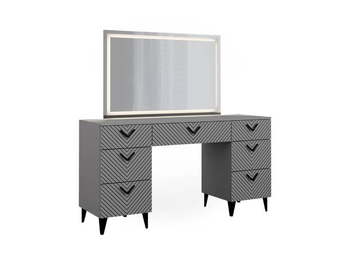 Coiffeuse avec miroir led gris 150x148.1cm