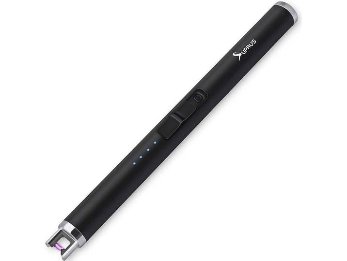 Stabfeuerzeug Plasma USB Aufladbar Winddicht Schwarz, Metall, 1.8x1.5x17.5 cm, Küchenzubehör, Küchenhelfer