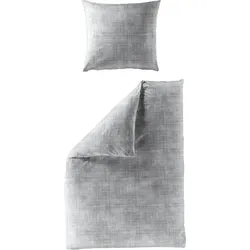Bettwäsche Mako-Satin grau ( 155x220cm, mit 1 Kissen) - 155x220cm, mit 1 Kissen